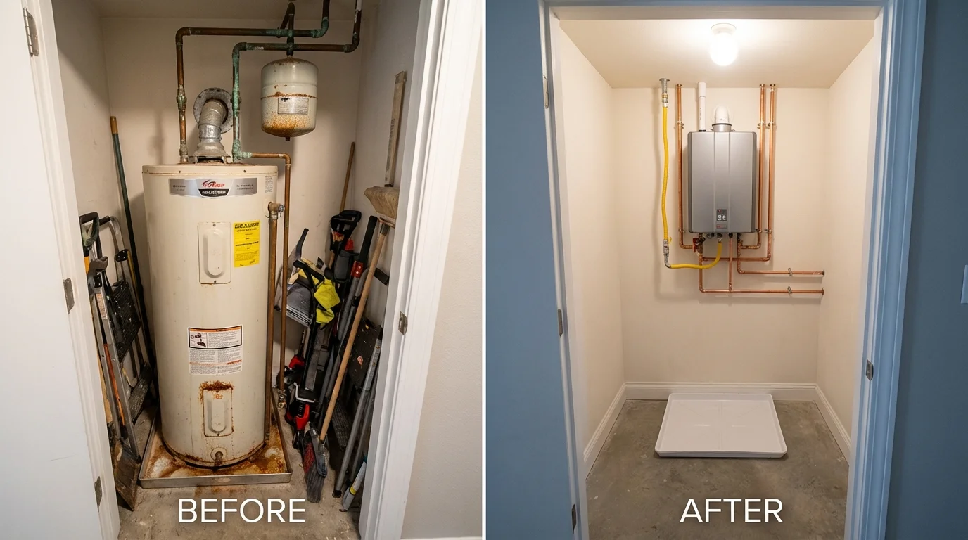 Tank water heater versus wall-mounted tankless unit comparison for Lyons, CO homeowners